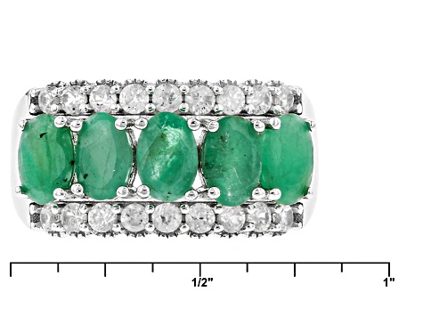 Green Sakota Emerald Rhodium Over Sterling Silver Ring 2.60ctw