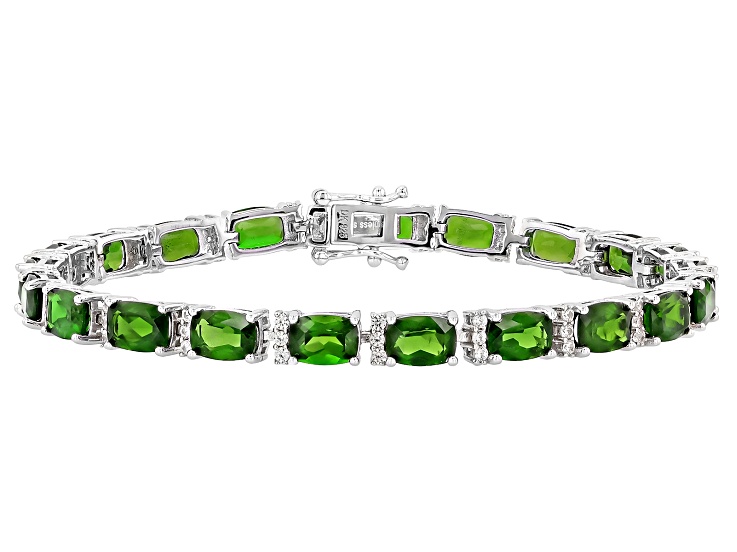 Green Chrome Diopside Rhodium Over Sterling Silver Bracelet 17.88