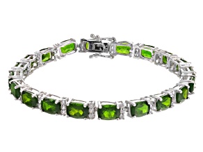 Green Chrome Diopside Rhodium Over Sterling Silver Bracelet 17.88ctw