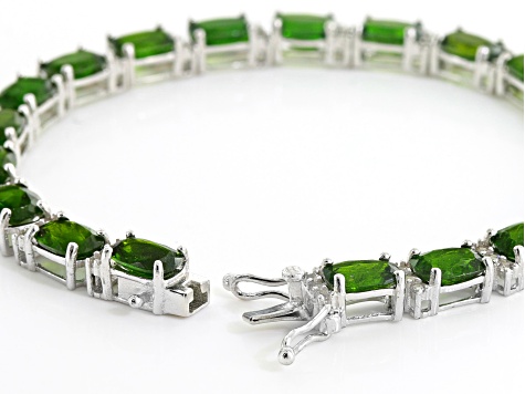 Green Chrome Diopside Rhodium Over Sterling Silver Bracelet 17.88ctw