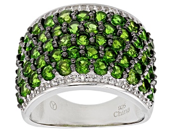 Picture of Green Chrome Diopside Rhodium Over Sterling Silver Ring 4.47ctw