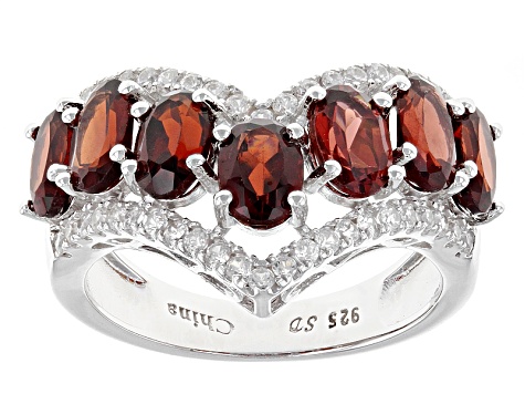 Red Garnet Rhodium Over Sterling Silver Ring 4.17ctw