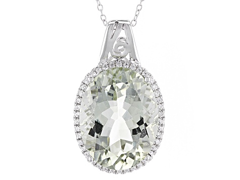 Green Prasiolite Rhodium Over Sterling Silver Pendant With Chain 17.80ctw