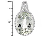 Green Prasiolite Rhodium Over Sterling Silver Pendant With Chain 17.80ctw