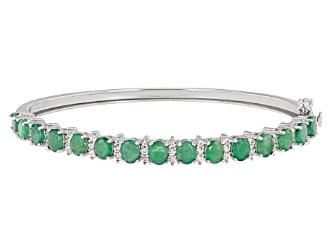 Green Sakota Emerald Sterling Silver Bangle Bracelet 8.50ctw - DOCX931 ...