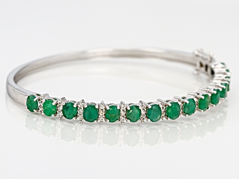 Green Sakota Emerald Sterling Silver Bangle Bracelet 8.50ctw