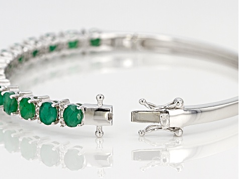 Green Sakota Emerald Sterling Silver Bangle Bracelet 8.50ctw
