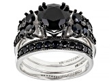 Black Spinel Rhodium Over Sterling Silver 3 Ring Set 3.92ctw