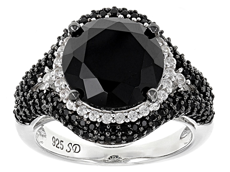 【BLACKPURPLE】[BLACKLABEL] Satin Silver Cubic Ring Black CZ Silver Ring - Sterling - Anniversary Ring - Black
