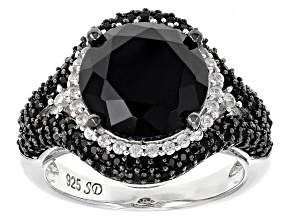 Black Spinel Rhodium Over Sterling Silver Ring 6.72ctw