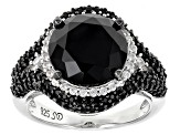 Black Spinel Rhodium Over Sterling Silver Ring 6.72ctw