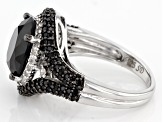 Black Spinel Rhodium Over Sterling Silver Ring 6.72ctw