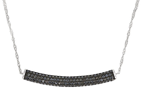 Black Spinel Rhodium Over Sterling Silver Necklace 2.07ctw