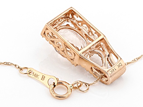 Peach Cor-de-Rosa Morganite 14k Rose Gold Pendant With Chain 1.90ctw
