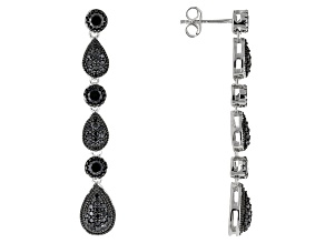 Black Spinel Rhodium Over Sterling Silver Earrings 2.59ctw