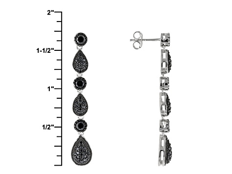 Black Spinel Rhodium Over Sterling Silver Earrings 2.59ctw