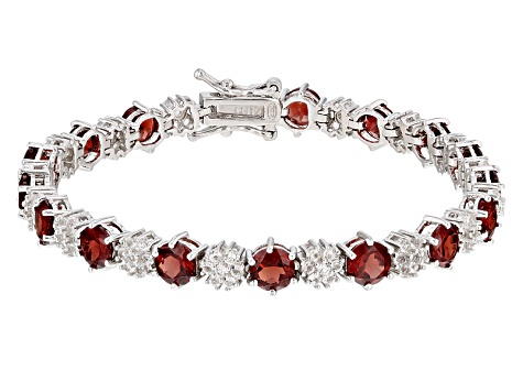 Red Garnet Rhodium Over Sterling Silver Bracelet 11.65ctw