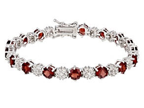 Red Garnet Rhodium Over Sterling Silver Bracelet 11.65ctw