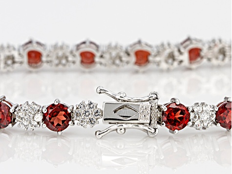 Red Garnet Rhodium Over Sterling Silver Bracelet 11.65ctw