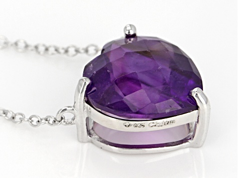 Purple African Amethyst Rhodium Over Sterling Silver Necklace 4.25ctw