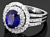 Blue Mahaleo(R) Sapphire Rhodium Over Sterling Silver Ring 4.00ctw