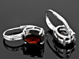 Red Garnet Rhodium Over Sterling Silver Earrings 5.61ctw