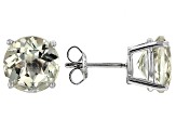 Green Prasiolite Solitaire Rhodium Over Sterling Silver Stud Earrings 6.00ctw