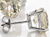 Green Prasiolite Solitaire Rhodium Over Sterling Silver Stud Earrings 6.00ctw