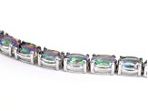 Multi-Color Topaz Rhodium Over Sterling Silver Tennis Bracelets 28.00ctw