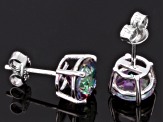 Mystic Fire ® Green Topaz Rhodium Over Sterling Silver Stud Earrings 4.25ctw