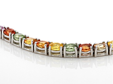 14K Gold Diamond and Multi Sapphire Rainbow Style Bracelet - Ruby Lane