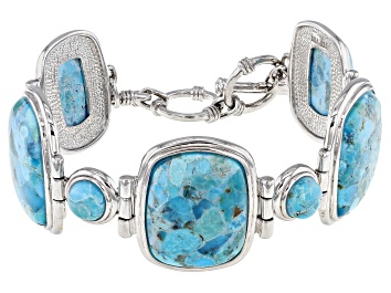 Picture of Blue Composite Turquoise Rhodium Over Silver Bracelet