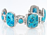 Blue Composite Turquoise Rhodium Over Silver Bracelet