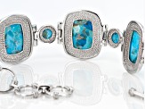 Blue Composite Turquoise Rhodium Over Silver Bracelet