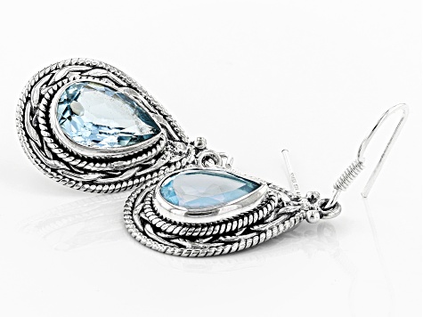 Blue Topaz Solitaire Sterling Silver Earrings 8.00ctw