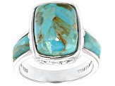 Blue Composite Turquoise Rhodium Over Sterling Silver Ring