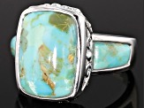 Blue Composite Turquoise Rhodium Over Sterling Silver Ring