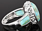 Blue Composite Turquoise Rhodium Over Sterling Silver Ring