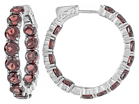 Red Garnet Sterling Silver Hoop Earrings 17 37ctw Docy254 Jtv Red Garnet Sterling Silver Hoop Earrings 17 37ctw