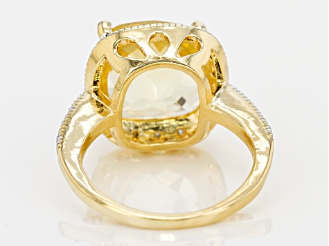 Yellow Citrine And White Diamond 18k Yellow Gold Over Sterling Silver Ring 5.70ctw