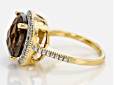 Brown Smoky Quartz 18k Yellow Gold Over Sterling Silver Ring 6.10ctw