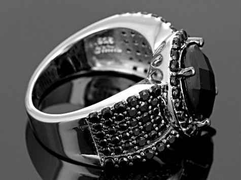 Black Spinel Rhodium Over Sterling Silver Ring 4.25ctw