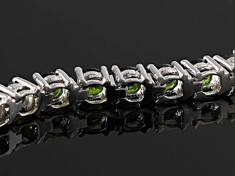 Green Chrome Diopside Rhodium Over Sterling Silver Tennis Bracelet 7.72ctw