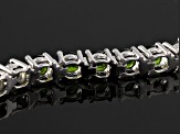 Green Chrome Diopside Rhodium Over Sterling Silver Tennis Bracelet 7.72ctw