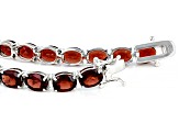 Red Garnet Rhodium Over Sterling Silver Tennis Bracelet 27.50ctw