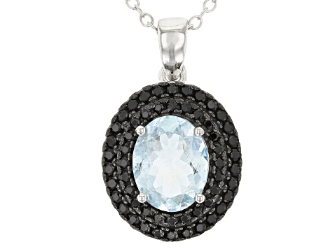 Blue Aquamarine Rhodium Over Sterling Silver Pendant With Chain 1.90ctw
