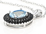 Blue Aquamarine Rhodium Over Sterling Silver Pendant With Chain 1.90ctw