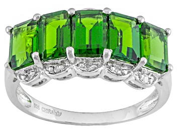 Picture of Green Chrome Diopside Rhodium Over Sterling Silver Ring 2.96ctw