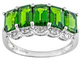 Green Chrome Diopside Rhodium Over Sterling Silver Ring 2.96ctw