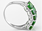 Green Chrome Diopside Rhodium Over Sterling Silver Ring 2.96ctw